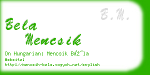bela mencsik business card